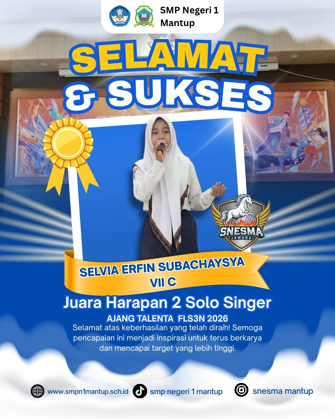 SELVIA ERFIN S. KELAS 7C JUARA HARAPAN 2 FLS3N SOLO SINGER TINGKAT KABUPATEN